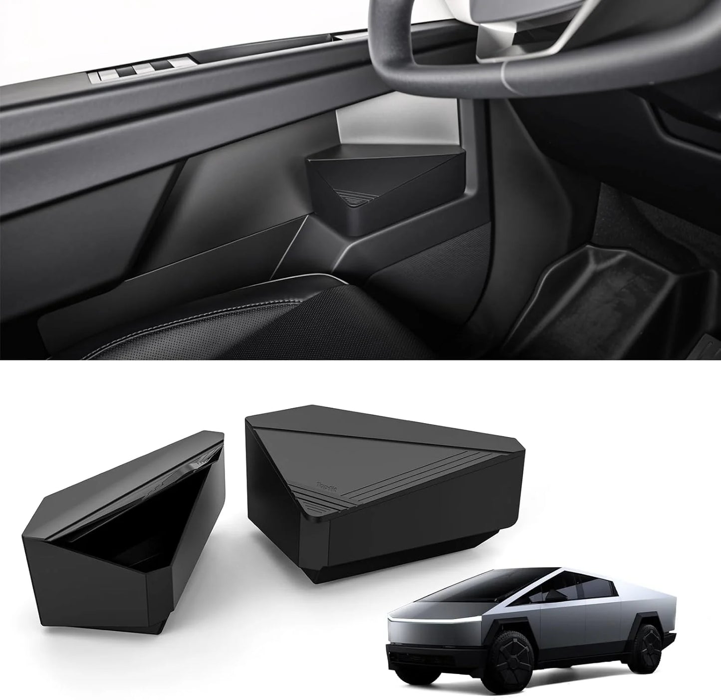 Front Door Silicone Storage & Privacy Box for Tesla Cybertruck 2024–On | Custom-Fit Waterproof Door Slot Organizer