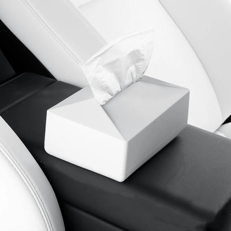 Cybertruck-Style Multi-Function Tissue Box for Tesla Model 3 Model Y Model S Model X – Press-to-Open Car Tissue Holder & Storage Organizer