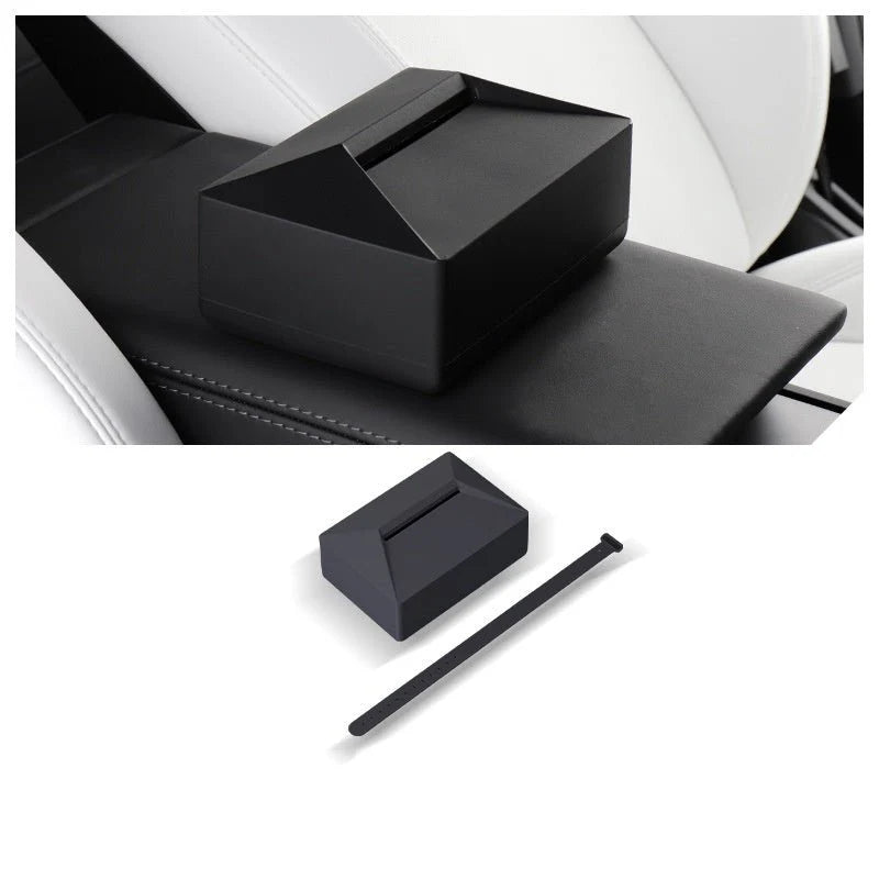 Cybertruck-Style Multi-Function Tissue Box for Tesla Model 3 Model Y Model S Model X – Press-to-Open Car Tissue Holder & Storage Organizer