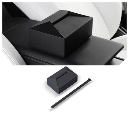 Cybertruck-Style Multi-Function Tissue Box for Tesla Model 3 Model Y Model S Model X – Press-to-Open Car Tissue Holder & Storage Organizer