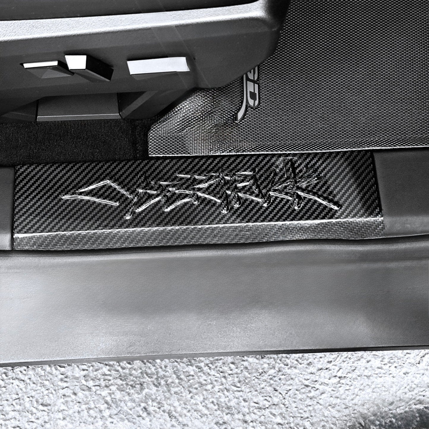 Tesla Cybertruck Dry Carbon Fiber Front Door Sill Trim | Performance Entry Guard Overlay (1 Pair, 2024+)