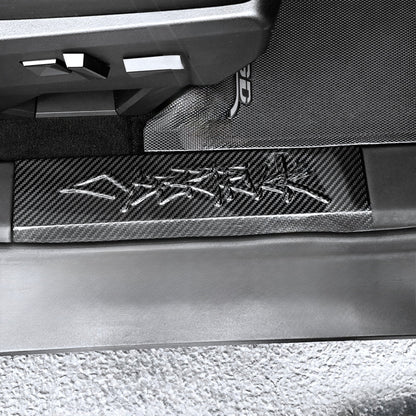 Tesla Cybertruck Dry Carbon Fiber Front Door Sill Trim | Performance Entry Guard Overlay (1 Pair, 2024+)