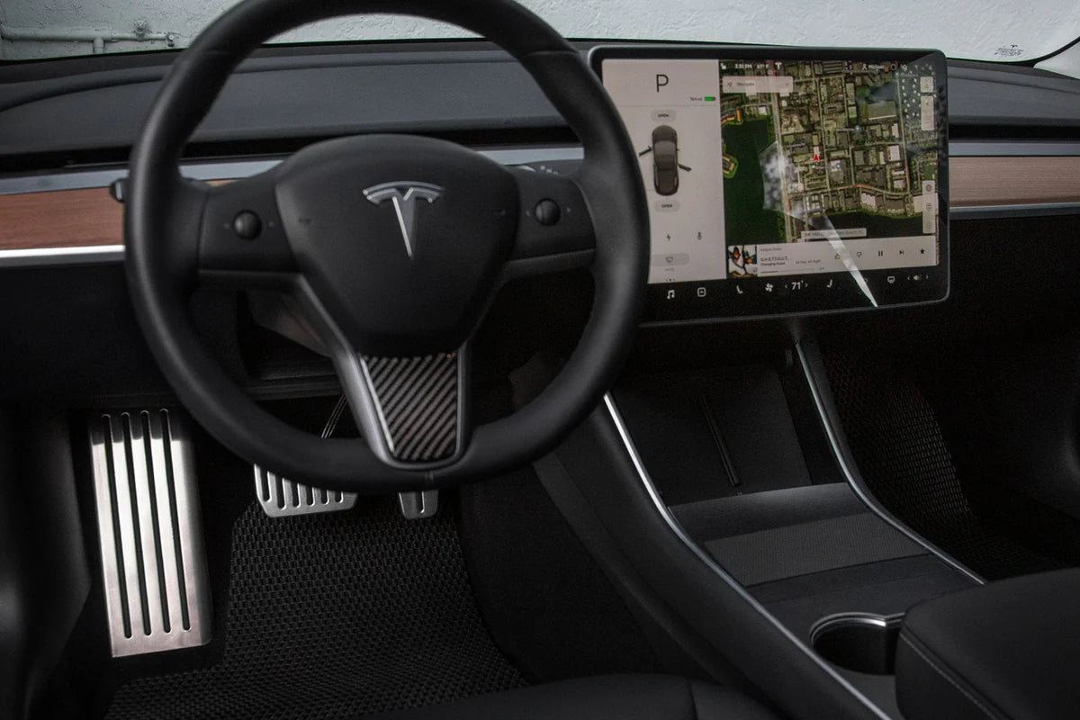 Brushed Metal Foot Rest Dead Pedal Cover for Tesla Model 3 (LHD) – Non-Slip Performance Interior Upgrade