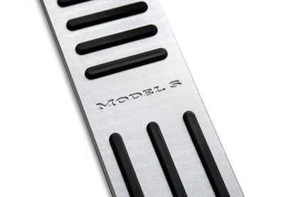 Tesla Model S Foot Rest Dead Pedal Cover – Brushed Aluminum with Non-Slip Rubber Strips