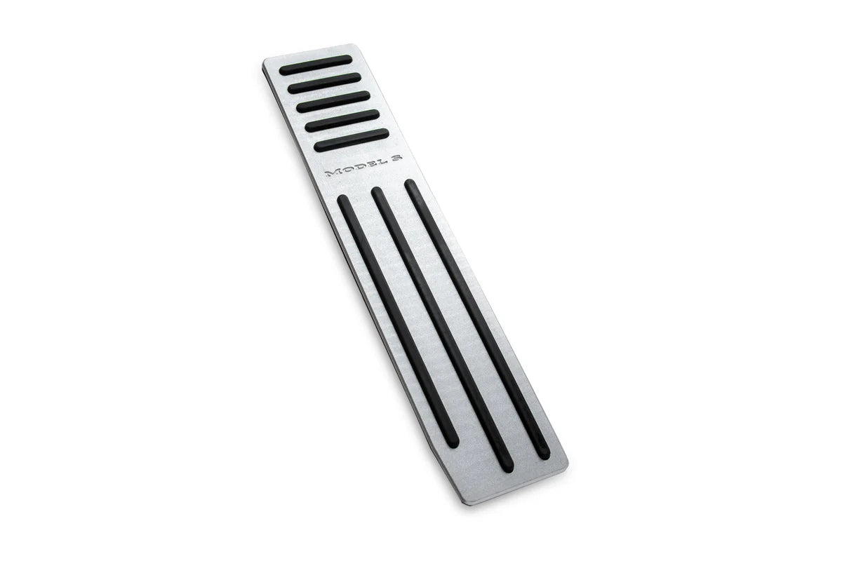 Tesla Model S Foot Rest Dead Pedal Cover – Brushed Aluminum with Non-Slip Rubber Strips