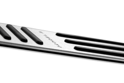 Tesla Model S Foot Rest Dead Pedal Cover – Brushed Aluminum with Non-Slip Rubber Strips