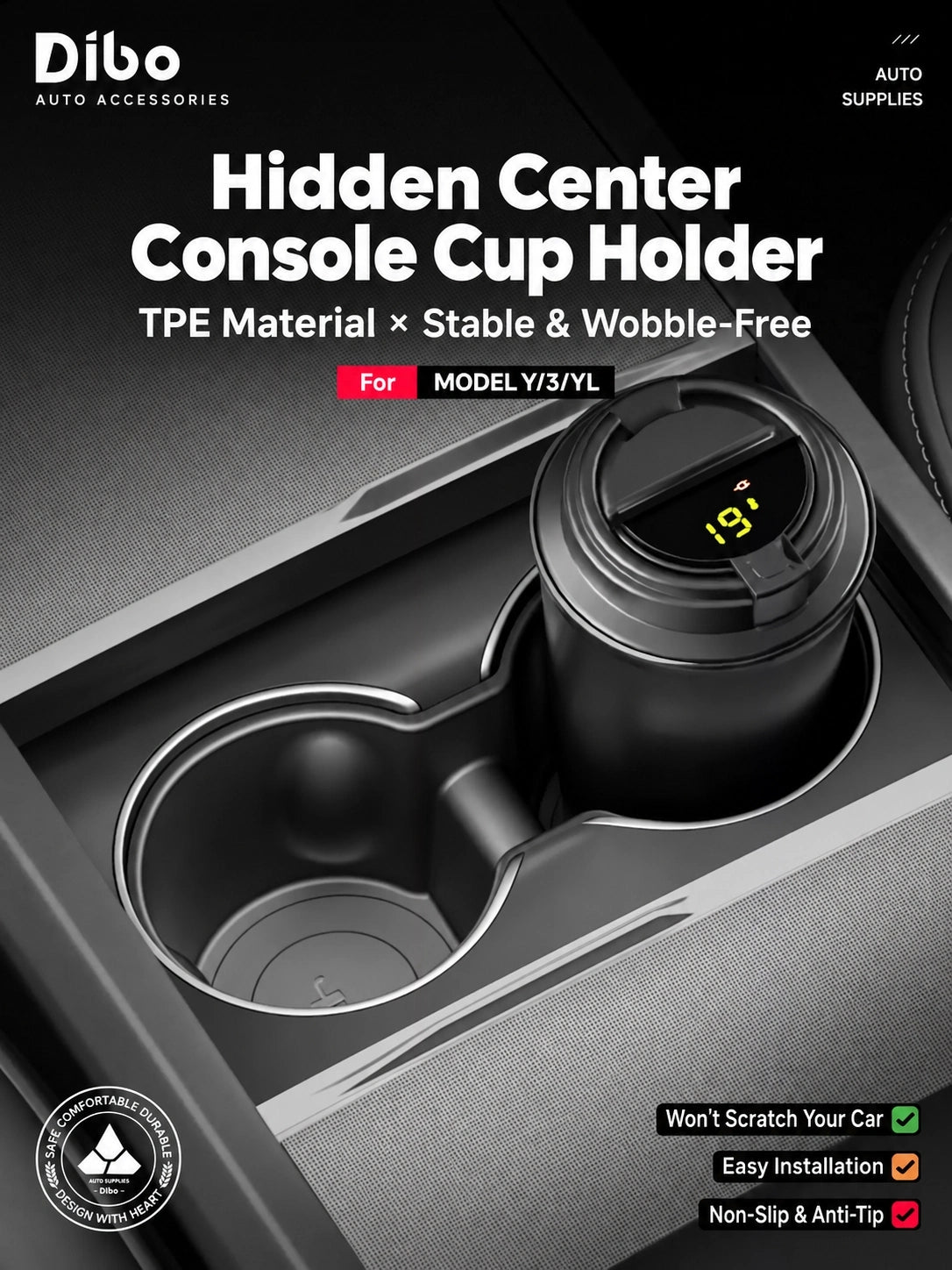 Tesla Cup Holder Inserts and Coasters - English product detail