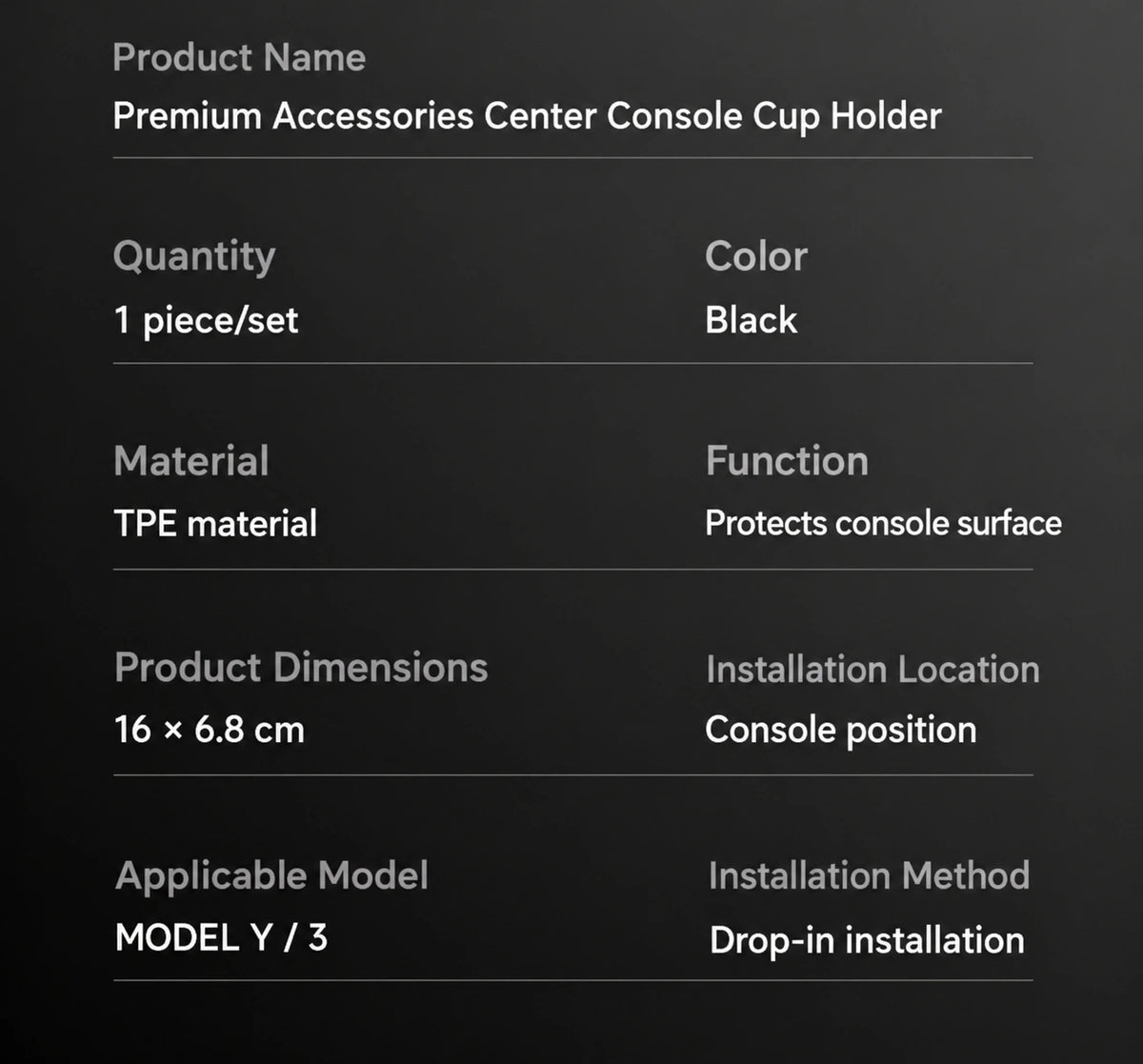Tesla Cup Holder Inserts and Coasters - English product detail