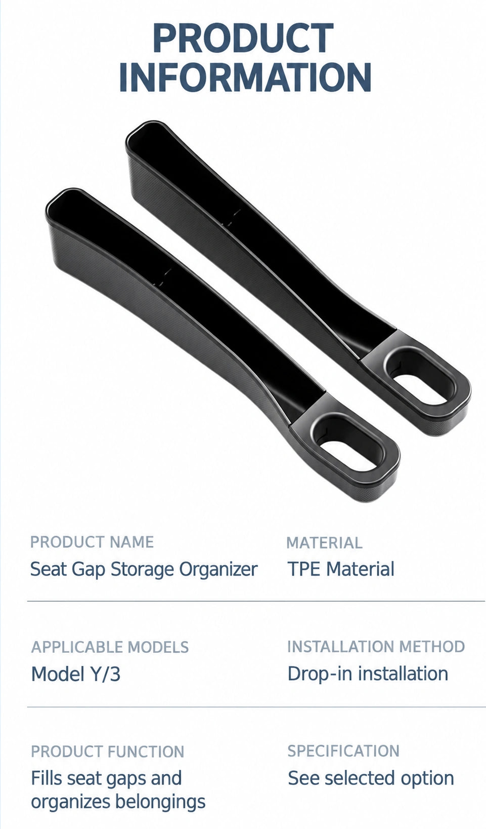 Tesla Seat Gap Storage Organizers - English product detail