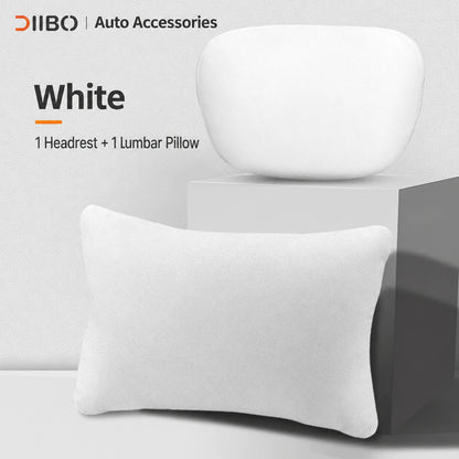 Dibo Tesla accessory - White; 1 Headrest + 1 Lumbar Pillow. Preserve product count exactly and do NOT add medical claims.