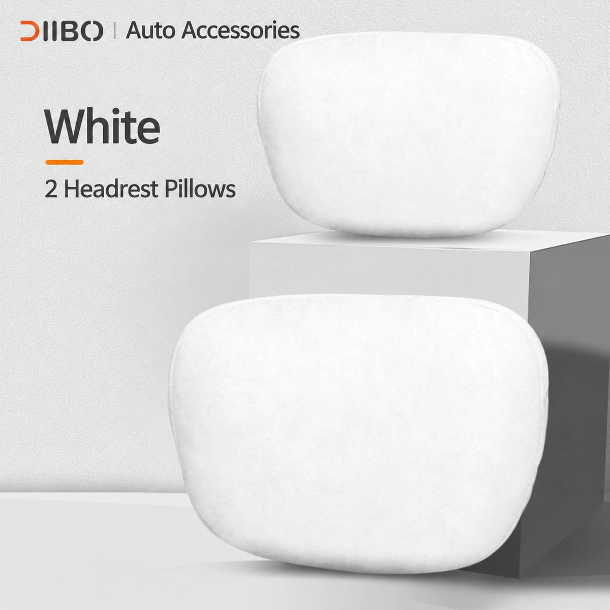 Dibo Tesla accessory - White; 2 Headrest Pillows. Preserve product count exactly and do NOT add medical claims.