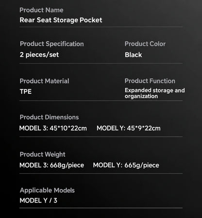 Tesla Rear Seat Storage Bins - English product detail