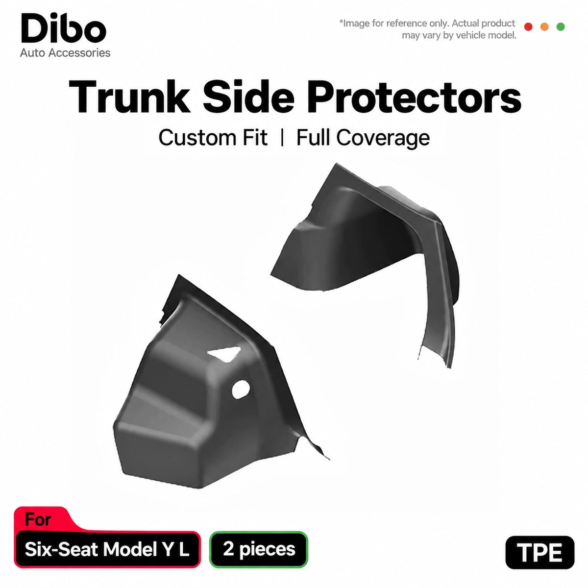 Dibo Tesla accessory - Six-Seat Model Y L; Trunk Side Protectors; 2 pieces; TPE.