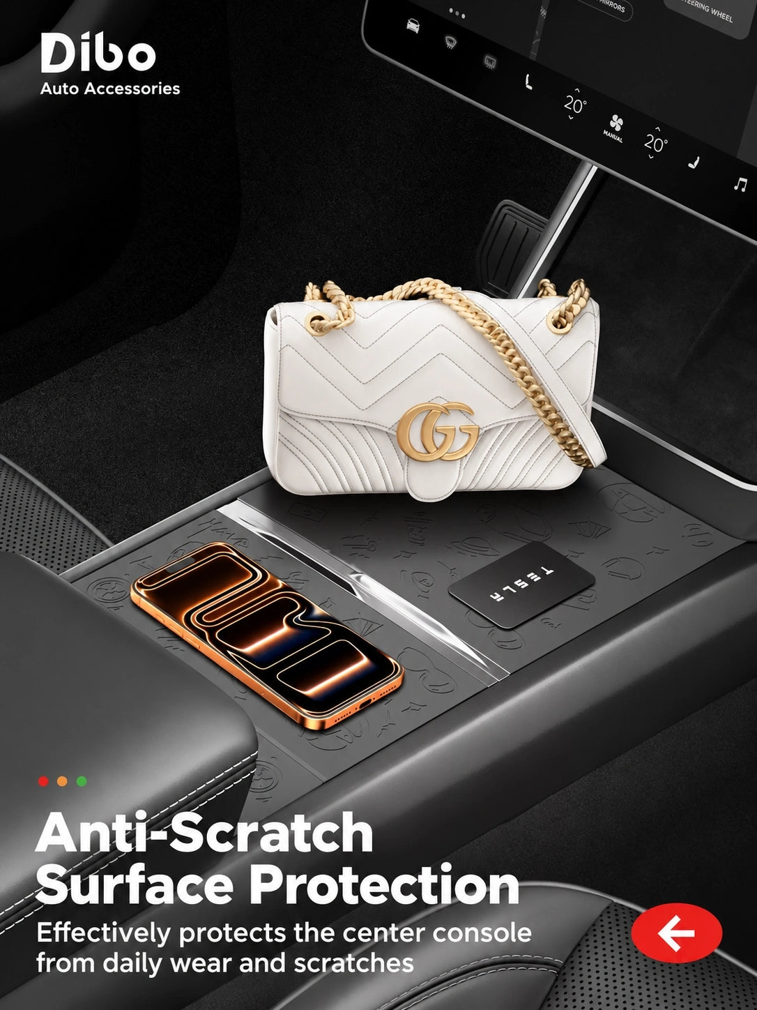 Tesla Silicone Console Protective Mats - English product detail