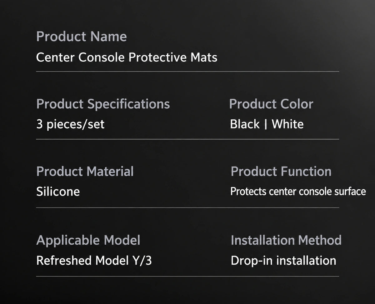 Tesla Silicone Console Protective Mats - English product detail