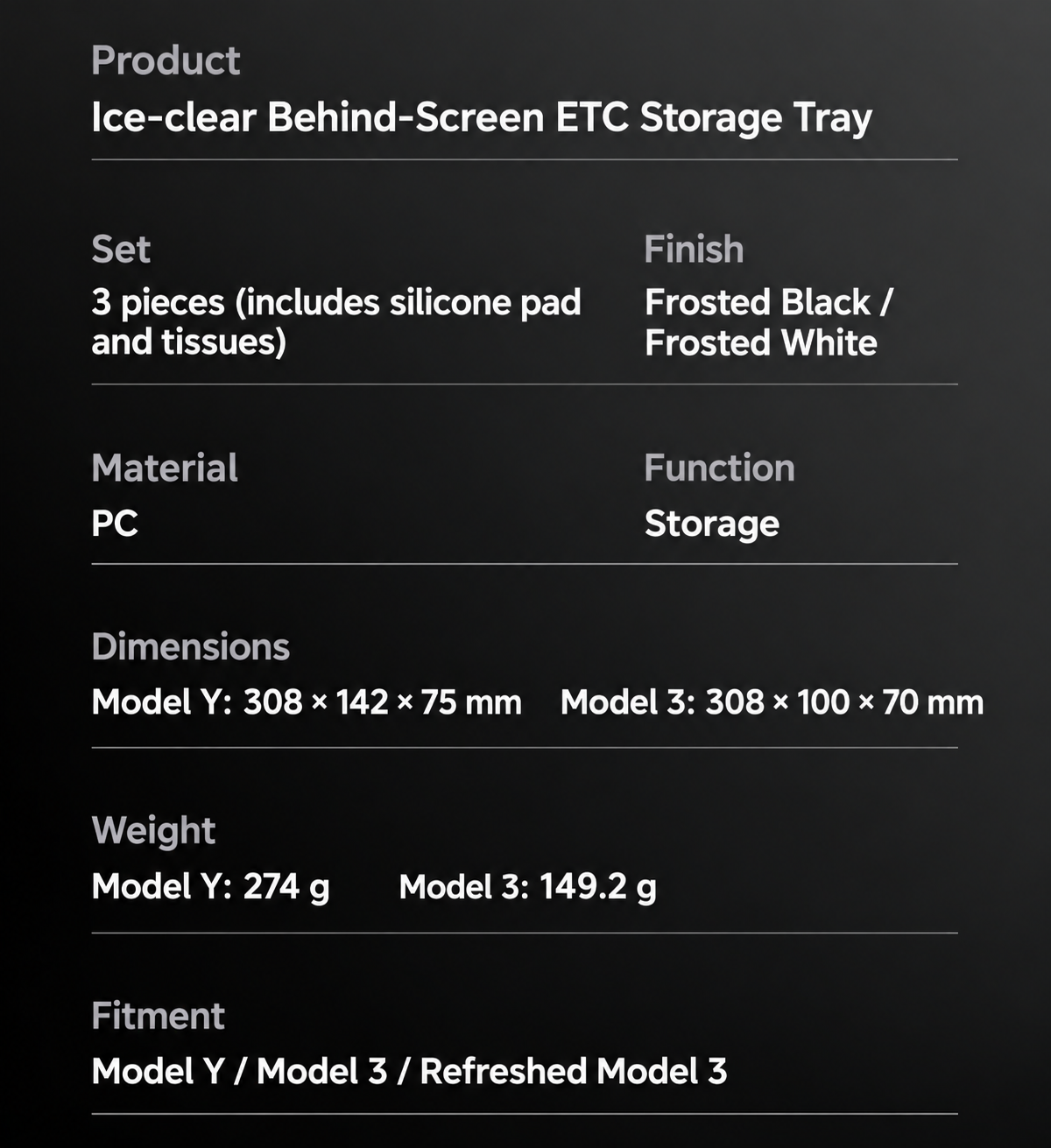Tesla behind-screen storage organizer product detail 05