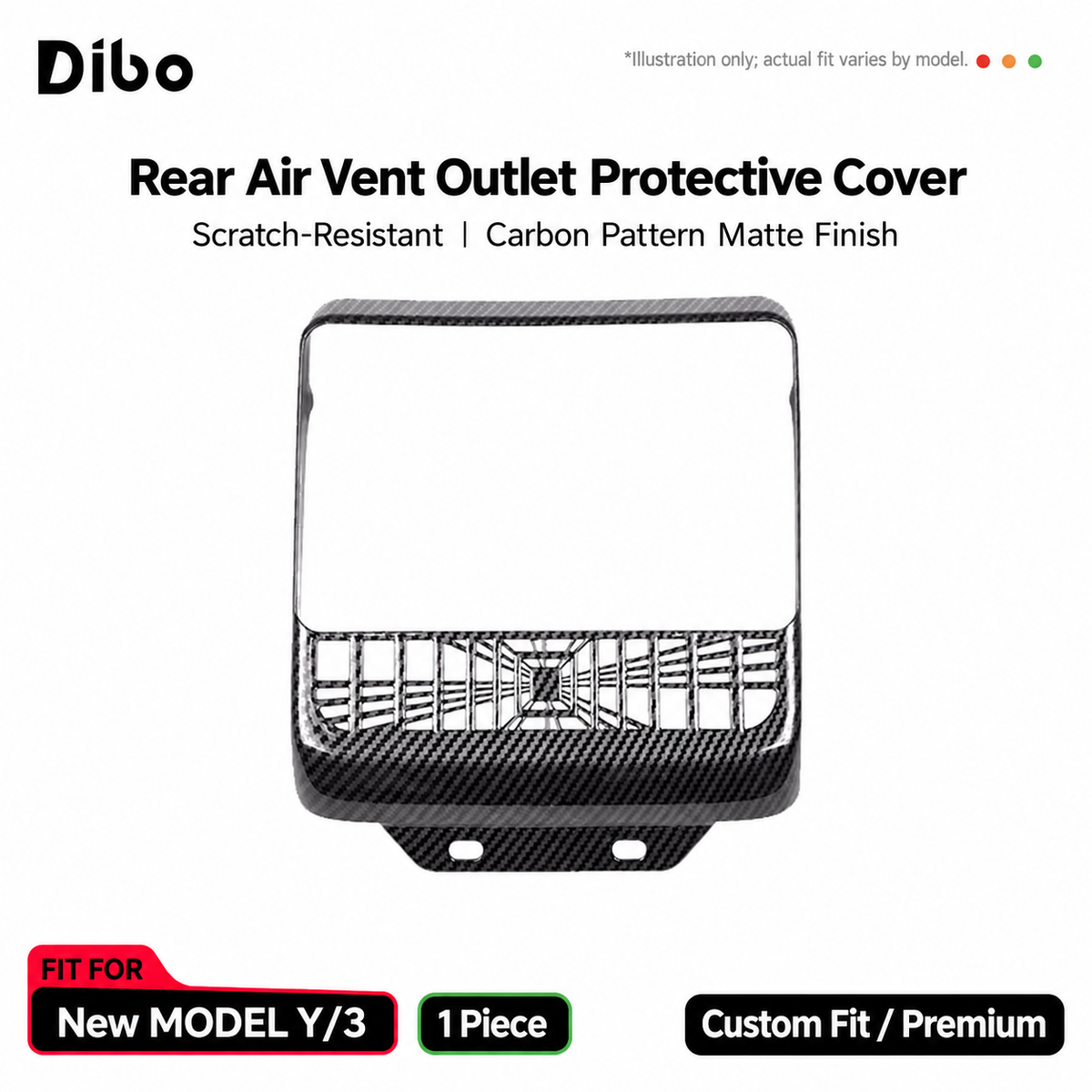 Rear Air Vent Covers - Refreshed Model 3 / Y - Full frame, matte carbon pattern