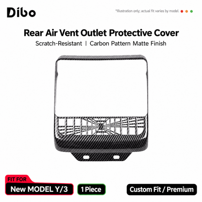 Rear Air Vent Covers - Refreshed Model 3 / Y - Full frame, matte carbon pattern
