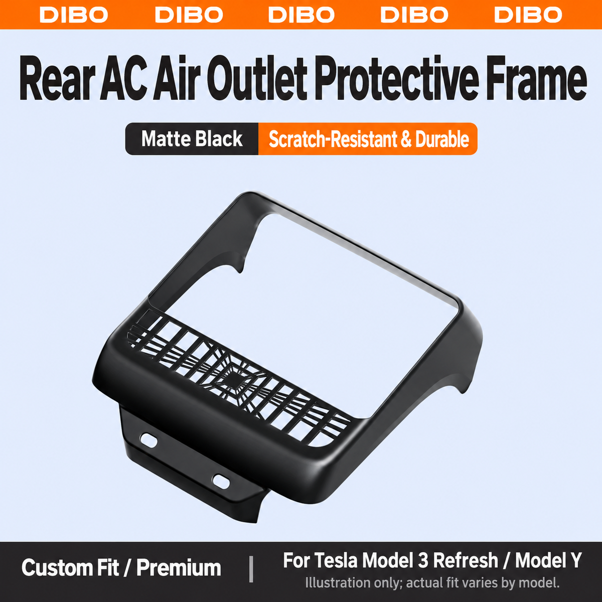 Rear Air Vent Covers - Refreshed Model 3 / Y - Full frame, black Plaid style