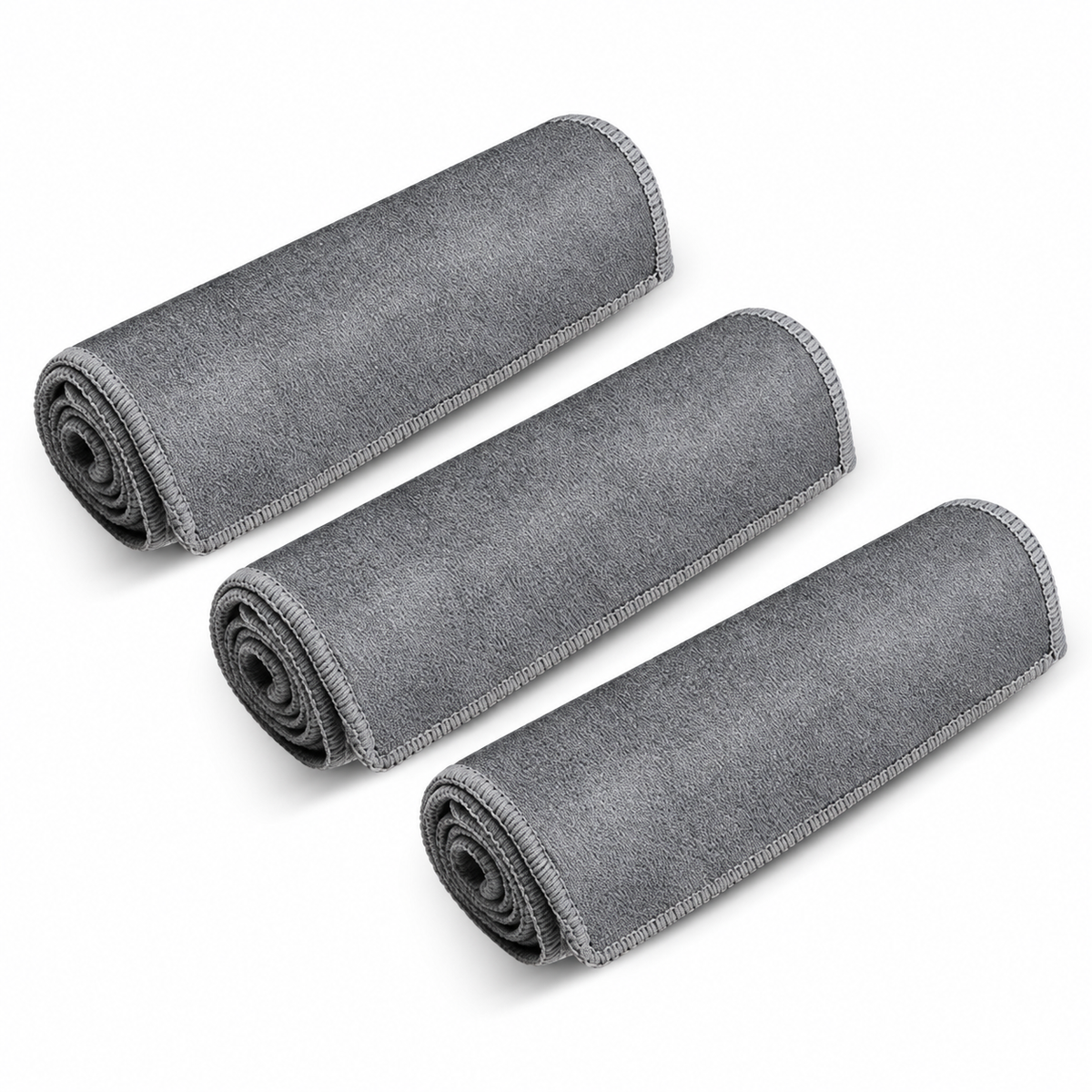 Gray microfiber cleaning towels white-background product view