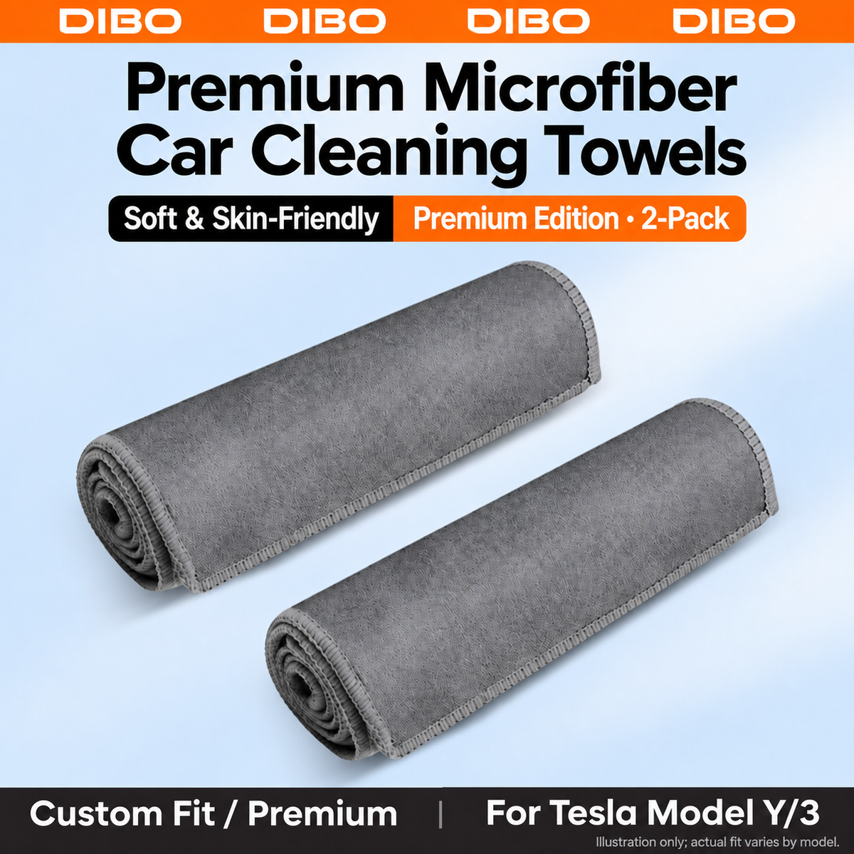 Car Cleaning Towels - Gray microfiber towels - 2 pieces