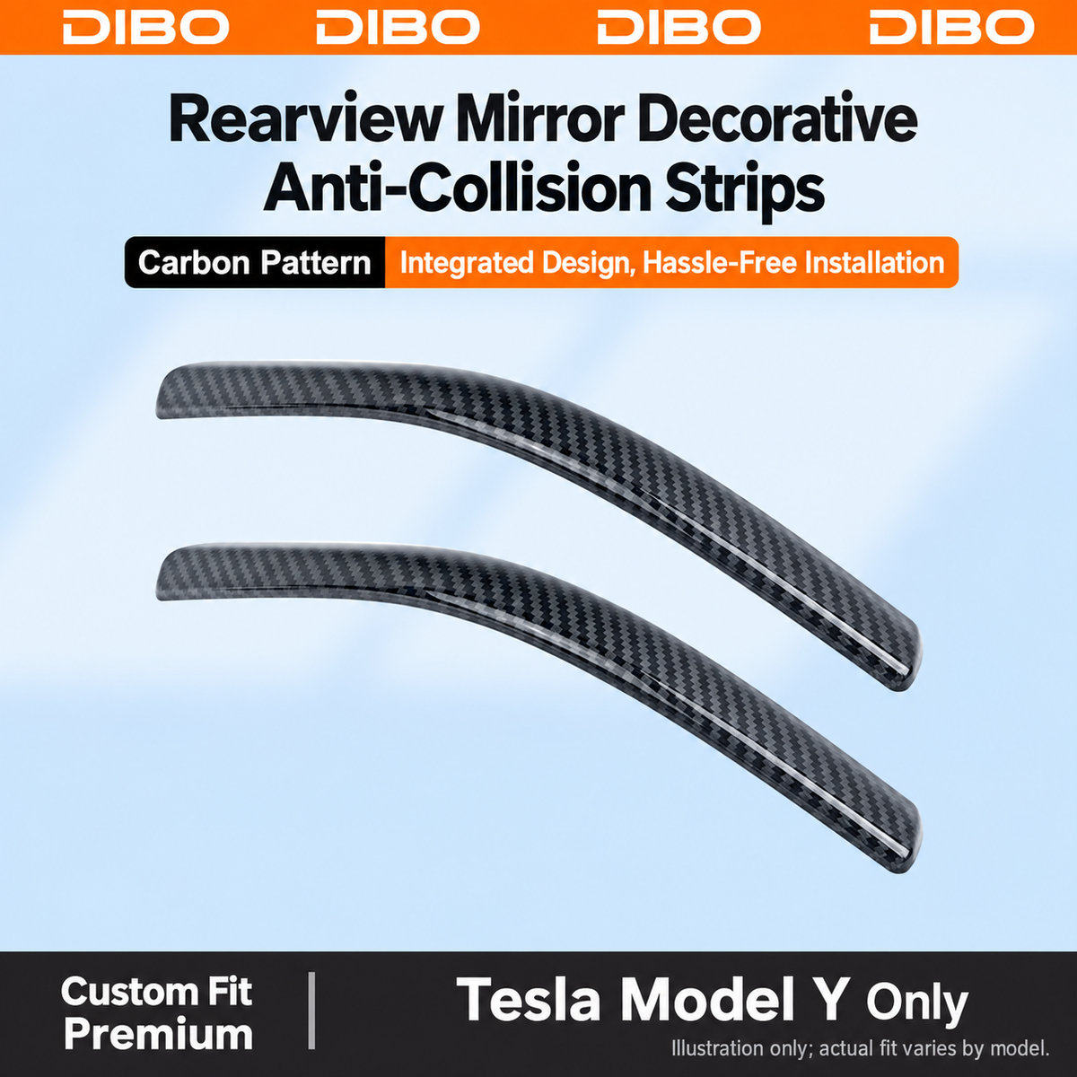 Side Mirror Protective Trim - Model Y - Glossy carbon pattern, 2 pieces