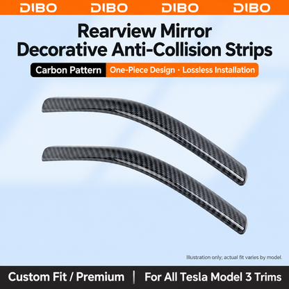 Side Mirror Protective Trim - Model 3 - Glossy carbon pattern, 2 pieces