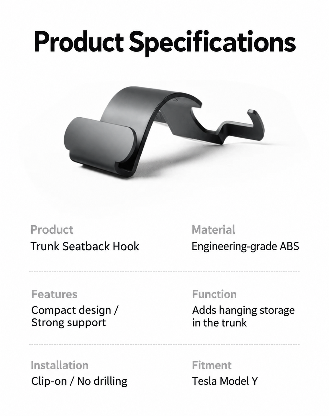 Tesla trunk seatback hooks product detail 05