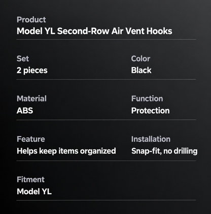 Model YL second-row air vent hooks product detail 06