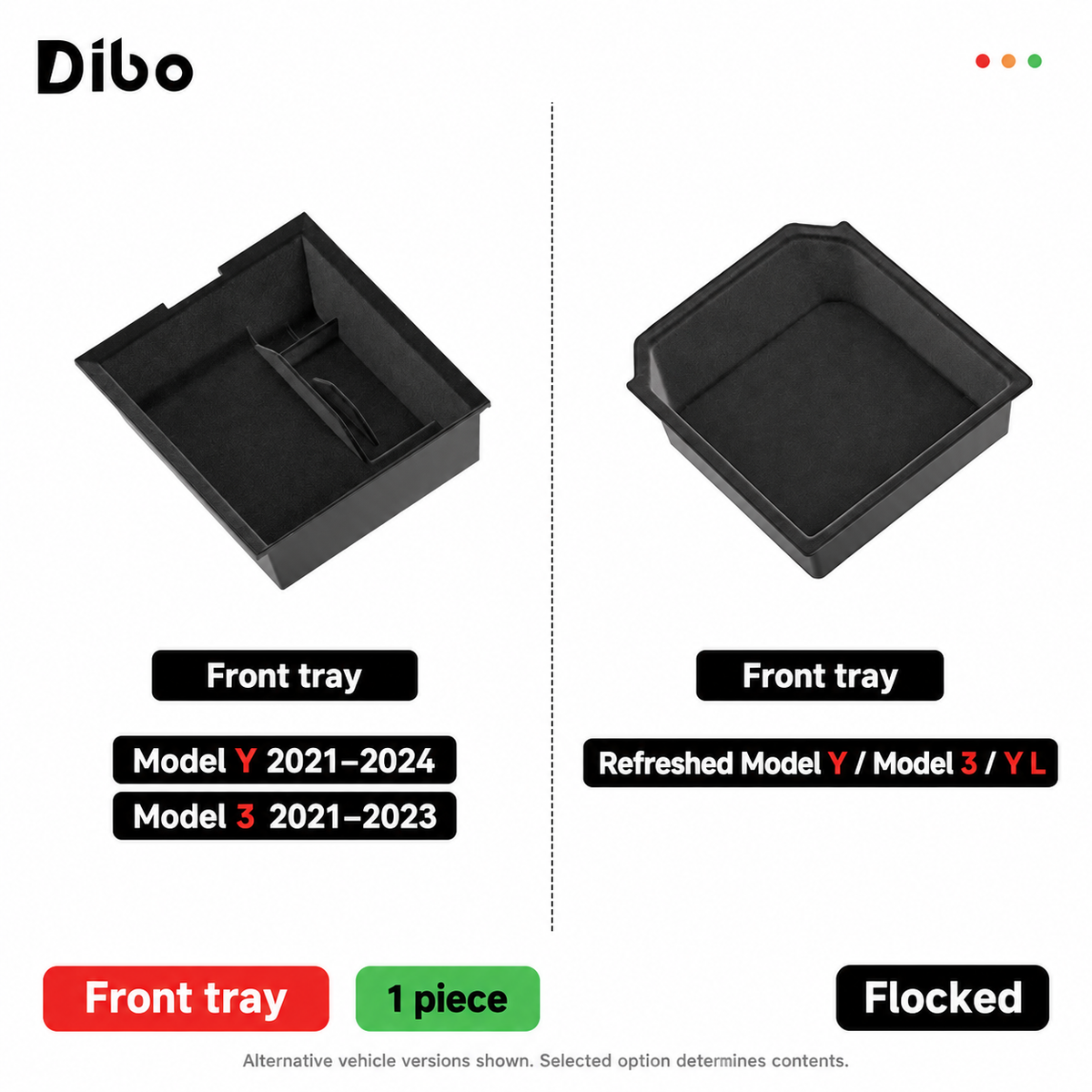 Dibo console organizer - Front / flocked / 1 pc - alternative vehicle versions shown