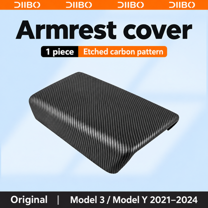 Dibo armrest cover and rear vent frame options - Original Model 3 & Model Y 2021-2024 / etched carbon pattern