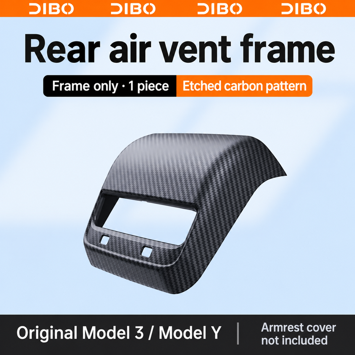 Dibo armrest cover and rear vent frame options - Original Model 3 & Model Y / rear vent frame only