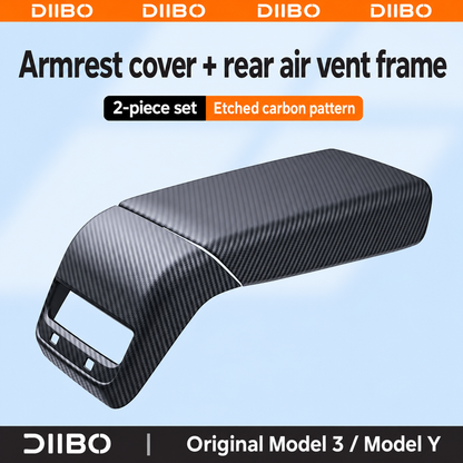 Dibo armrest cover and rear vent frame options - Original Model 3 & Model Y / cover + rear vent frame / 2 pcs