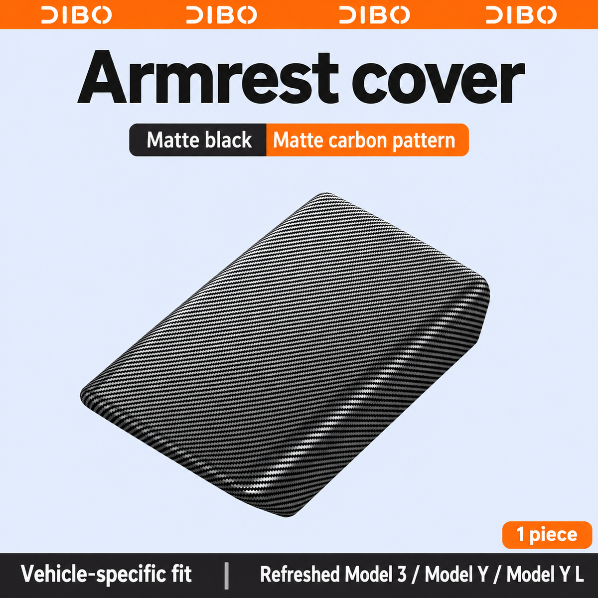 Dibo armrest cover and rear vent frame options - Refreshed Model 3, Model Y & Y L / matte carbon pattern