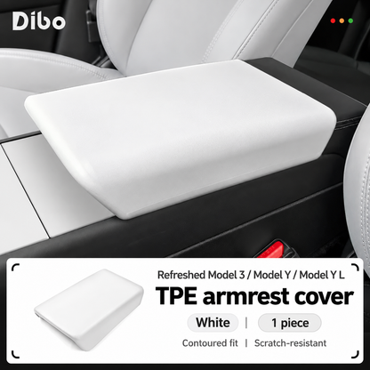 Dibo armrest cover and rear vent frame options - Refreshed Model 3, Model Y & Y L / white TPE
