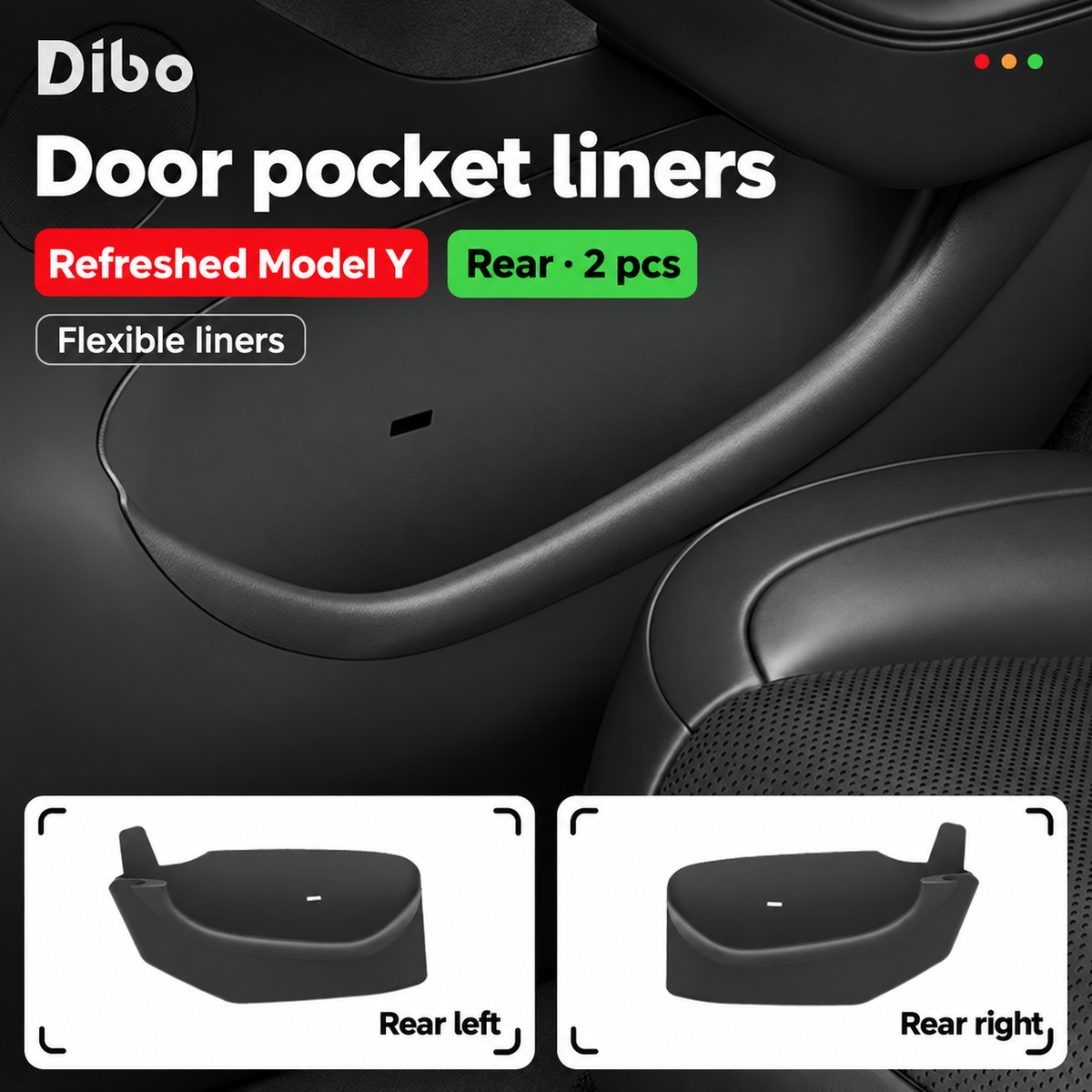 Dibo door pocket liners - Model Y refreshed / Rear / 2 pcs