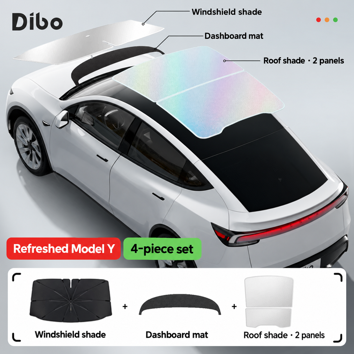 Dibo sun mat and shade options - Model Y refreshed / dashboard mat + windshield + roof shades