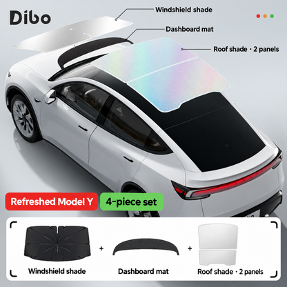 Dibo sun mat and shade options - Model Y refreshed / dashboard mat + windshield + roof shades