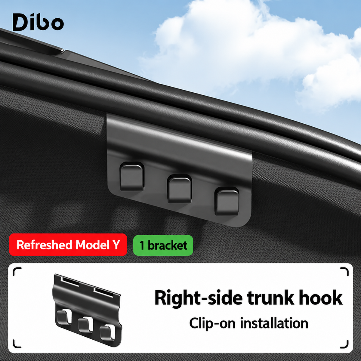 Dibo trunk hook bracket - Model Y refreshed / 3-hook bracket / 1 pc