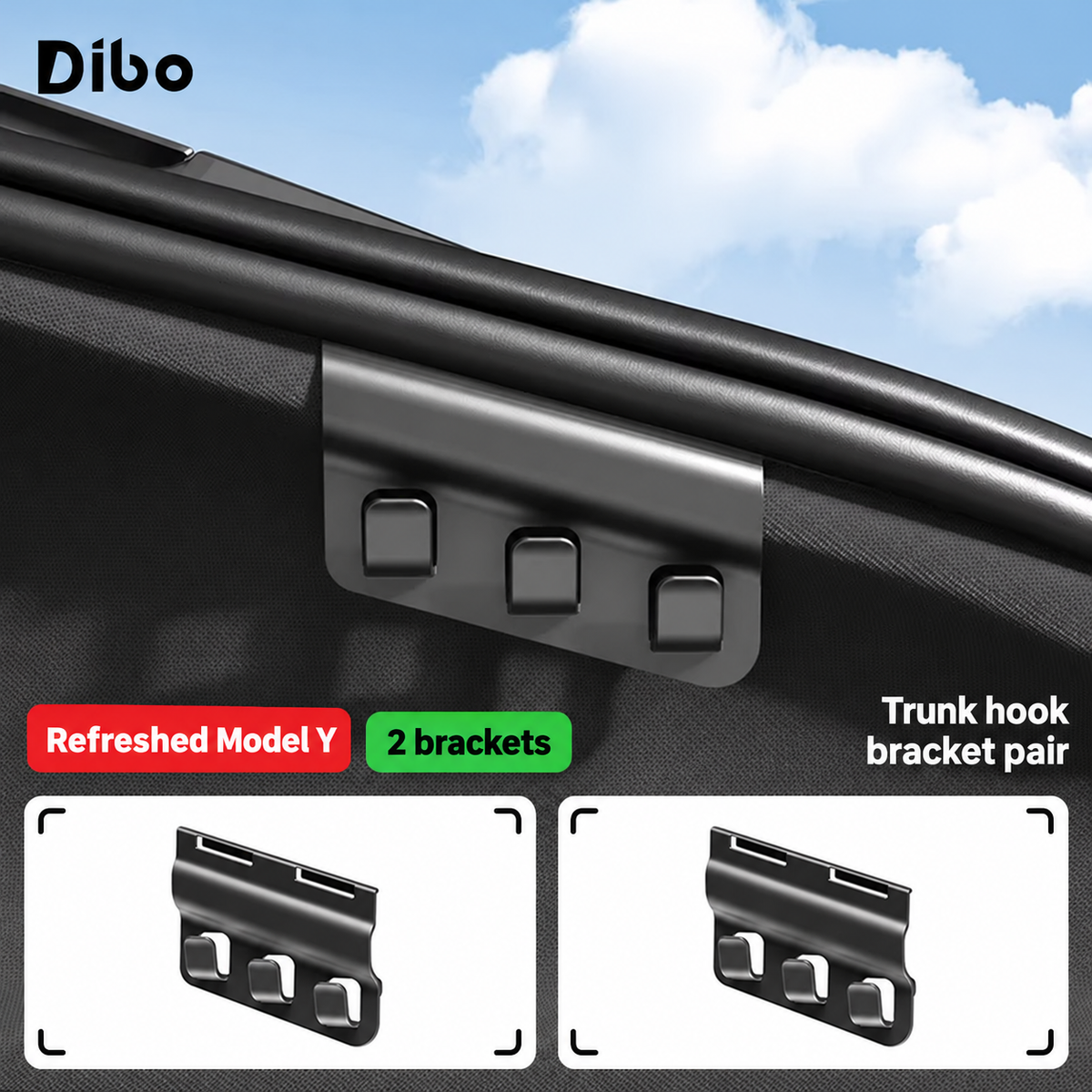 Dibo trunk hook bracket - Model Y refreshed / 3-hook bracket / 2 pcs