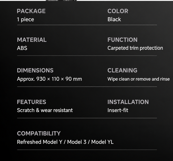 Dibo Trunk Sill Protector for Tesla Model Y / Model 3 / Model Y L – English product detail 5
