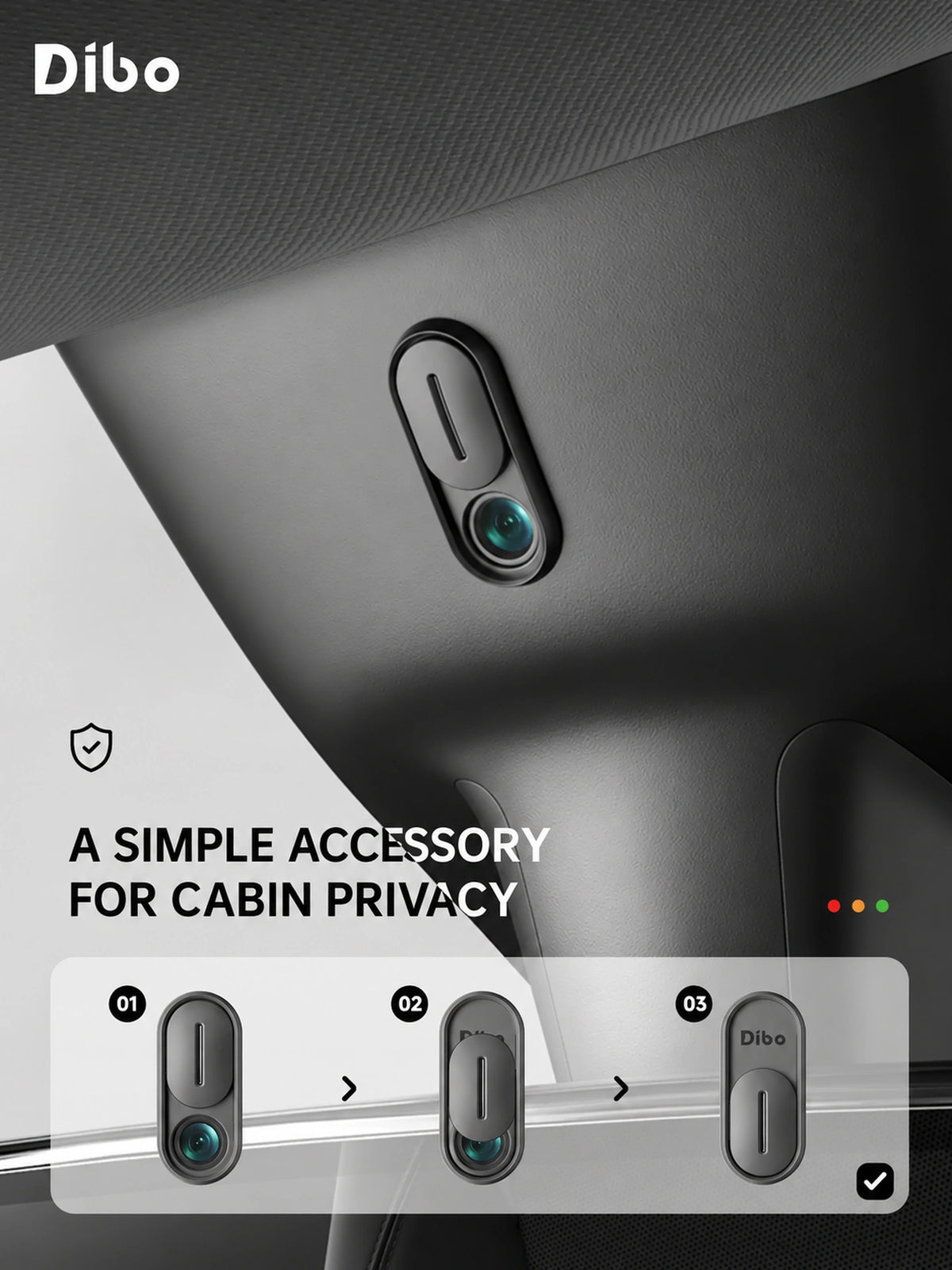Dibo Sliding Cabin Camera Privacy Cover for Tesla Model 3 / Model Y / Model Y L – English product detail 3