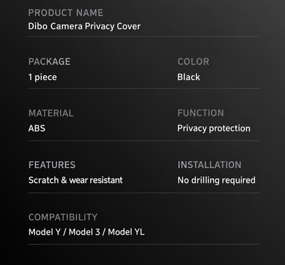 Dibo Sliding Cabin Camera Privacy Cover for Tesla Model 3 / Model Y / Model Y L – English product detail 4