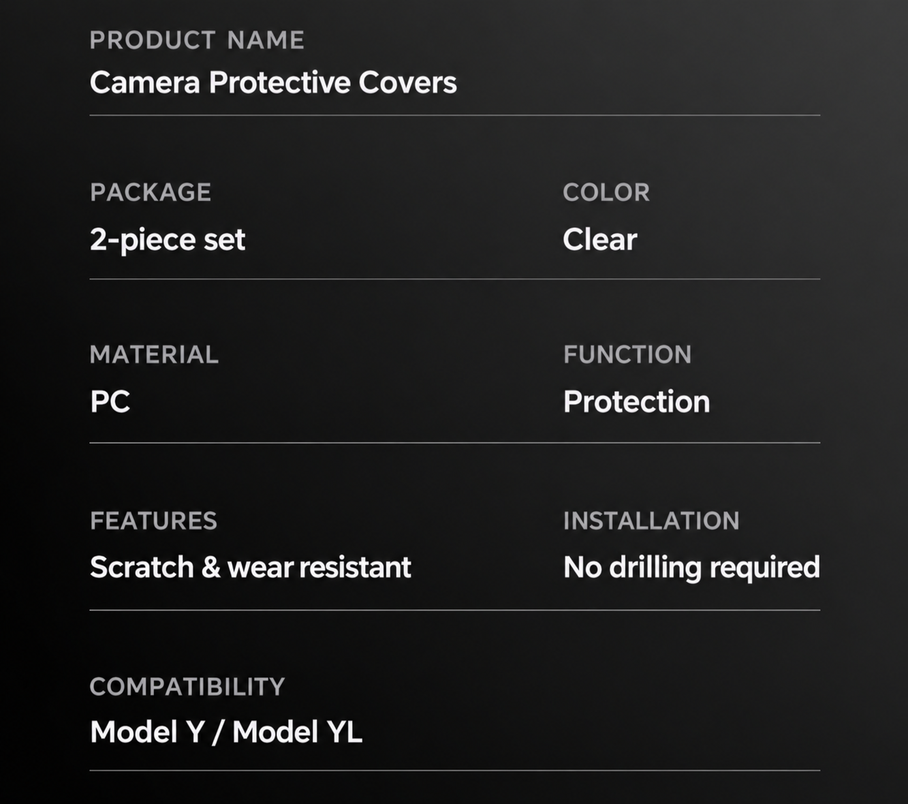 Dibo Camera Protective Covers for Tesla Model Y / Model Y L / Model 3 – English product detail 5
