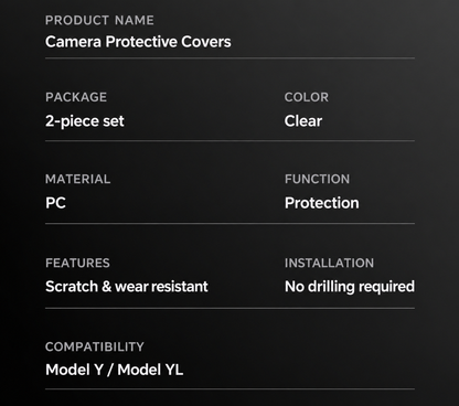 Dibo Camera Protective Covers for Tesla Model Y / Model Y L / Model 3 – English product detail 5