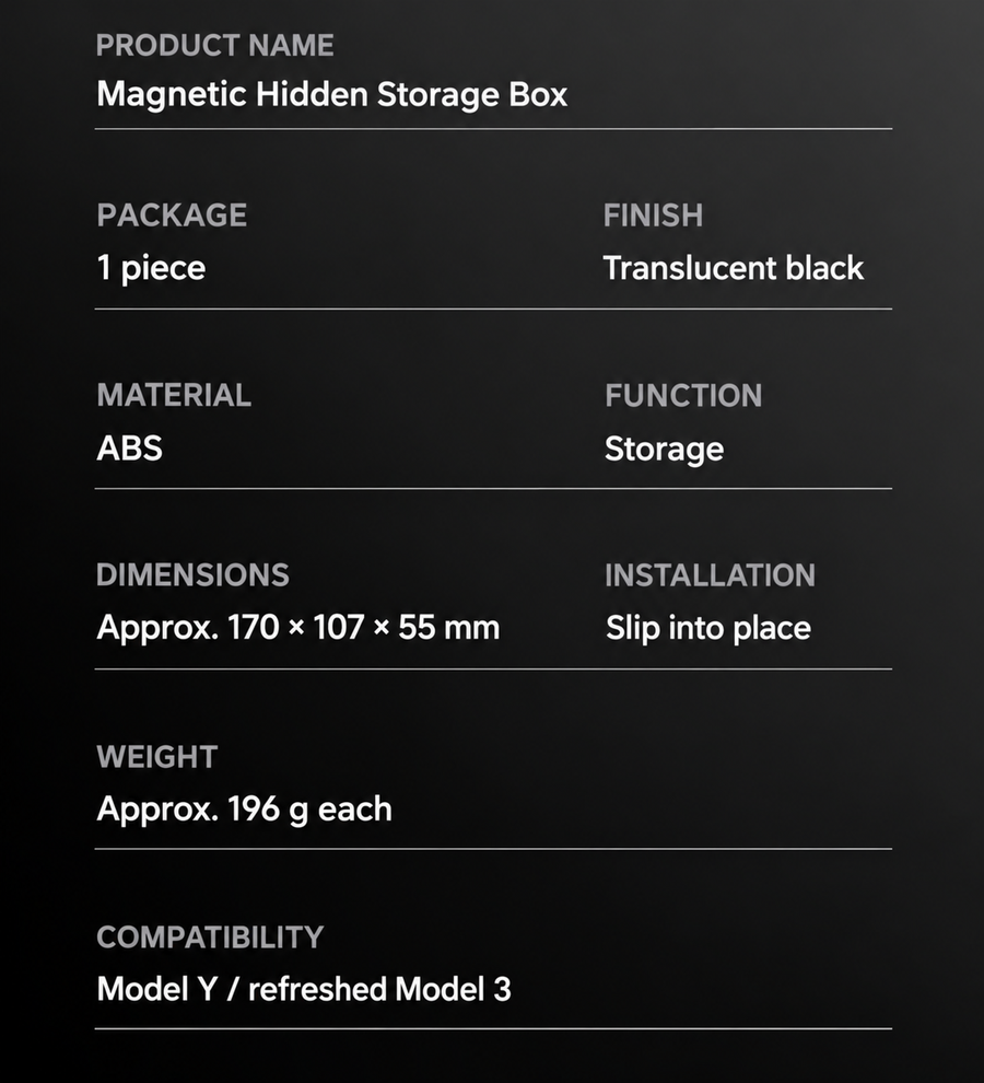 Dibo Hidden Armrest Storage Box for Tesla Model 3 / Model Y / Model Y L – English product detail 5
