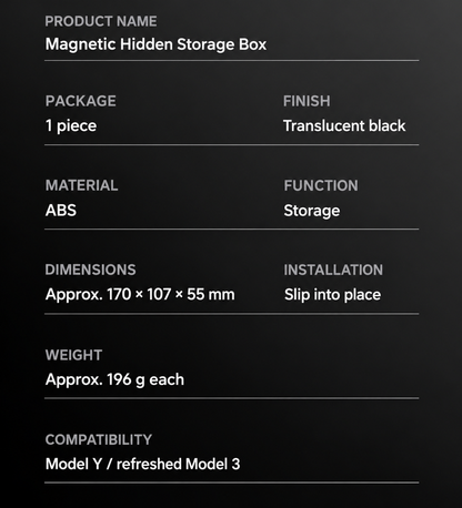 Dibo Hidden Armrest Storage Box for Tesla Model 3 / Model Y / Model Y L – English product detail 5