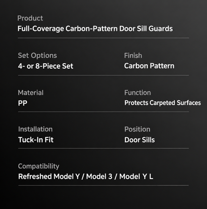 Tesla Model 3 & Model Y Door Sill Guards – Specifications and installation details