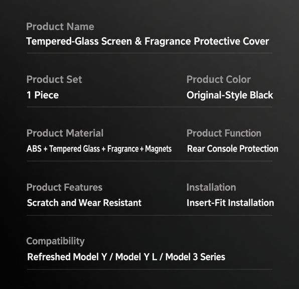 Tesla Model 3 & Model Y Rear Screen Vent Cover – Specifications and installation details