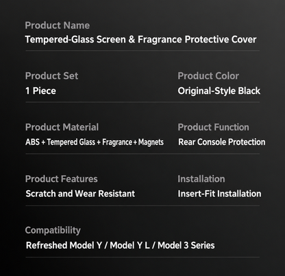 Tesla Model 3 & Model Y Rear Screen Vent Cover – Specifications and installation details
